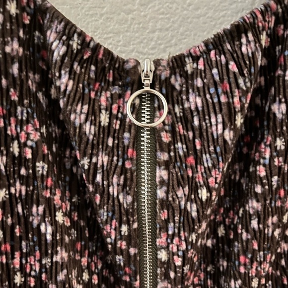 Azure Zip Front Short Romper Brown Floral Size Medium - Picture 2 of 7